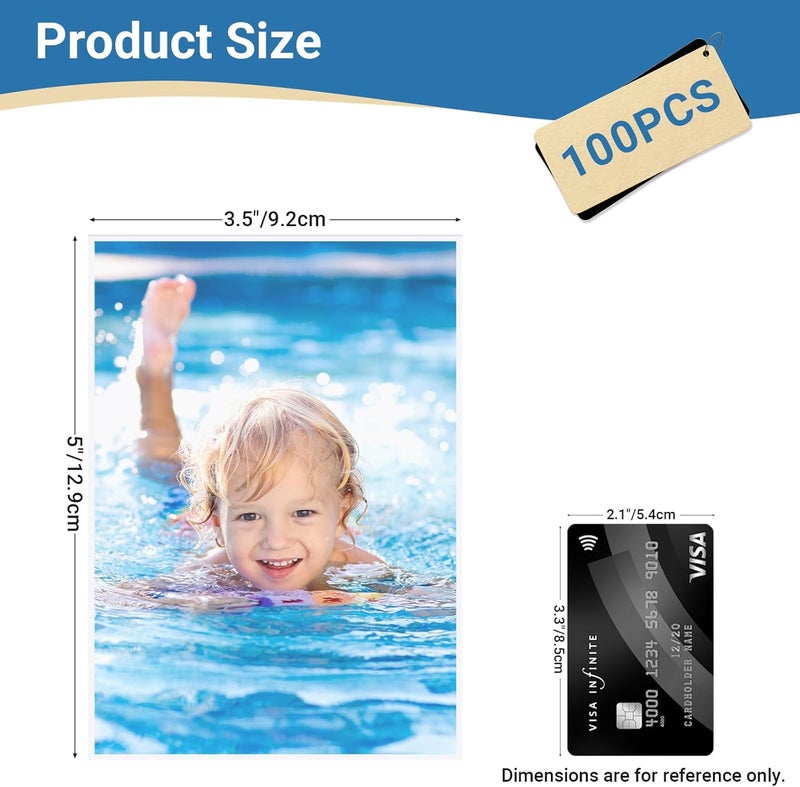 Zofly 100 Pcs Clear Photo Sleeves, Top Loading Acid-Free Plastic Sheet Protectors for Photos, Index Cards, Archival Safe, Water/dust Proof Storage, 3.5x5 - Image 2